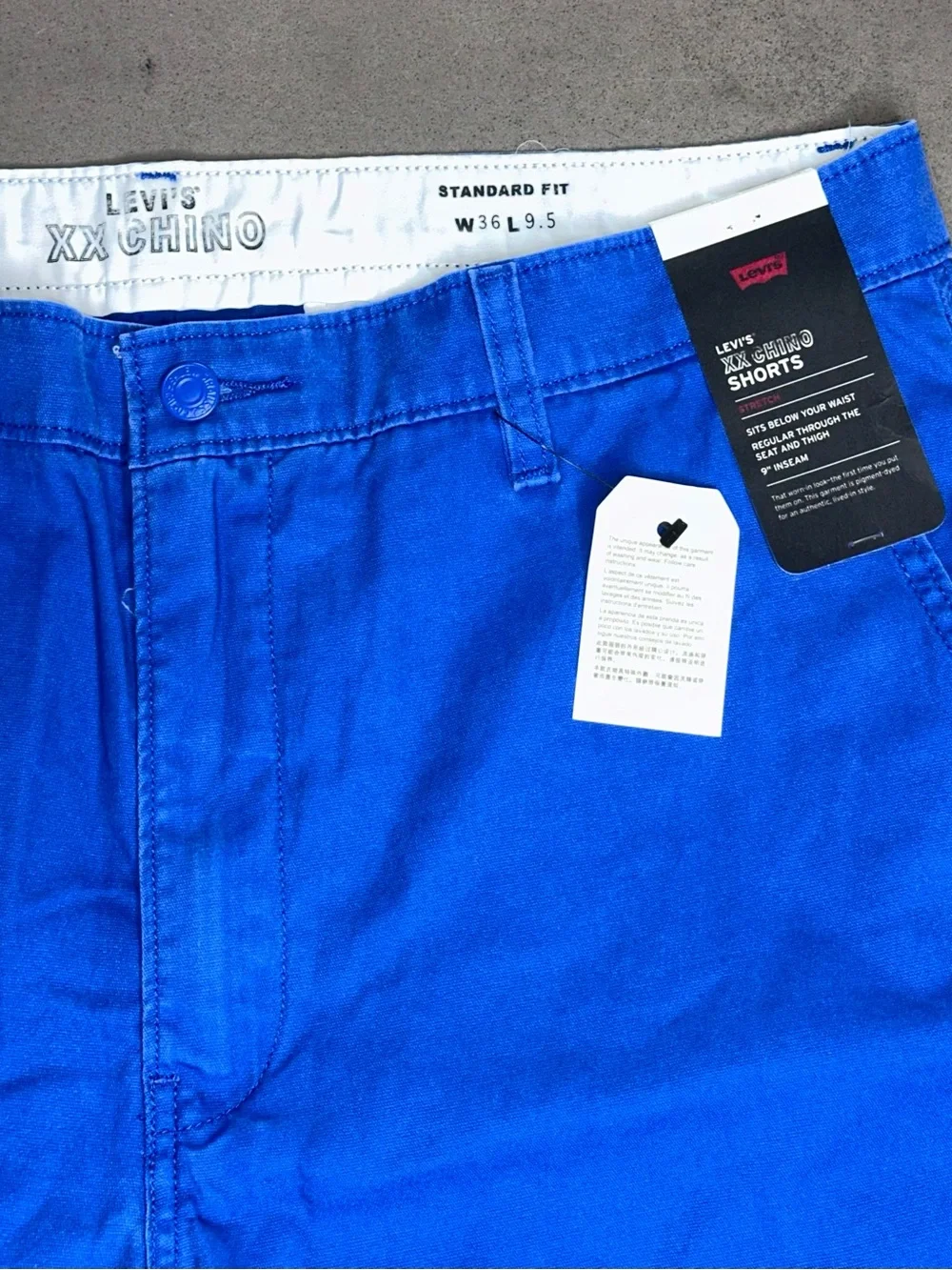Levi’s XX Chino Standard Fit Bright Blue Shorts - W36 L9.5 NWT